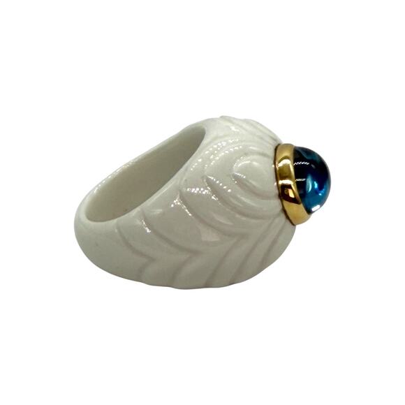 Bvlgari Bulgari Chandra Ceramic 18K Blue Topaz Ring Women's Size 6.5 750 - Picture 8 of 10